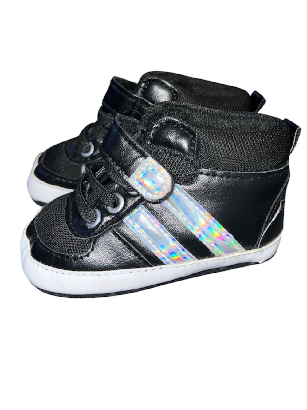 Baby High Top Walking Shoes with Holographic Stripes